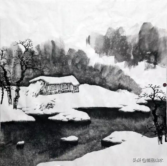 赵春秋《家在山林逢瑞雪》画法示范