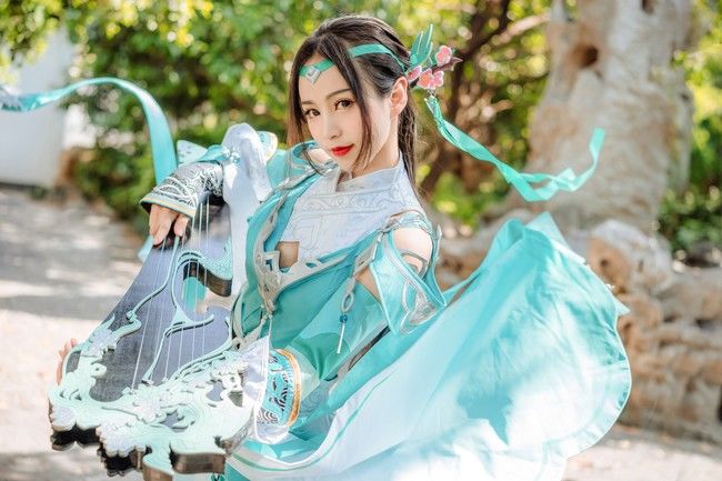 COSPLAY剑网3雪河琴娘古装摄影