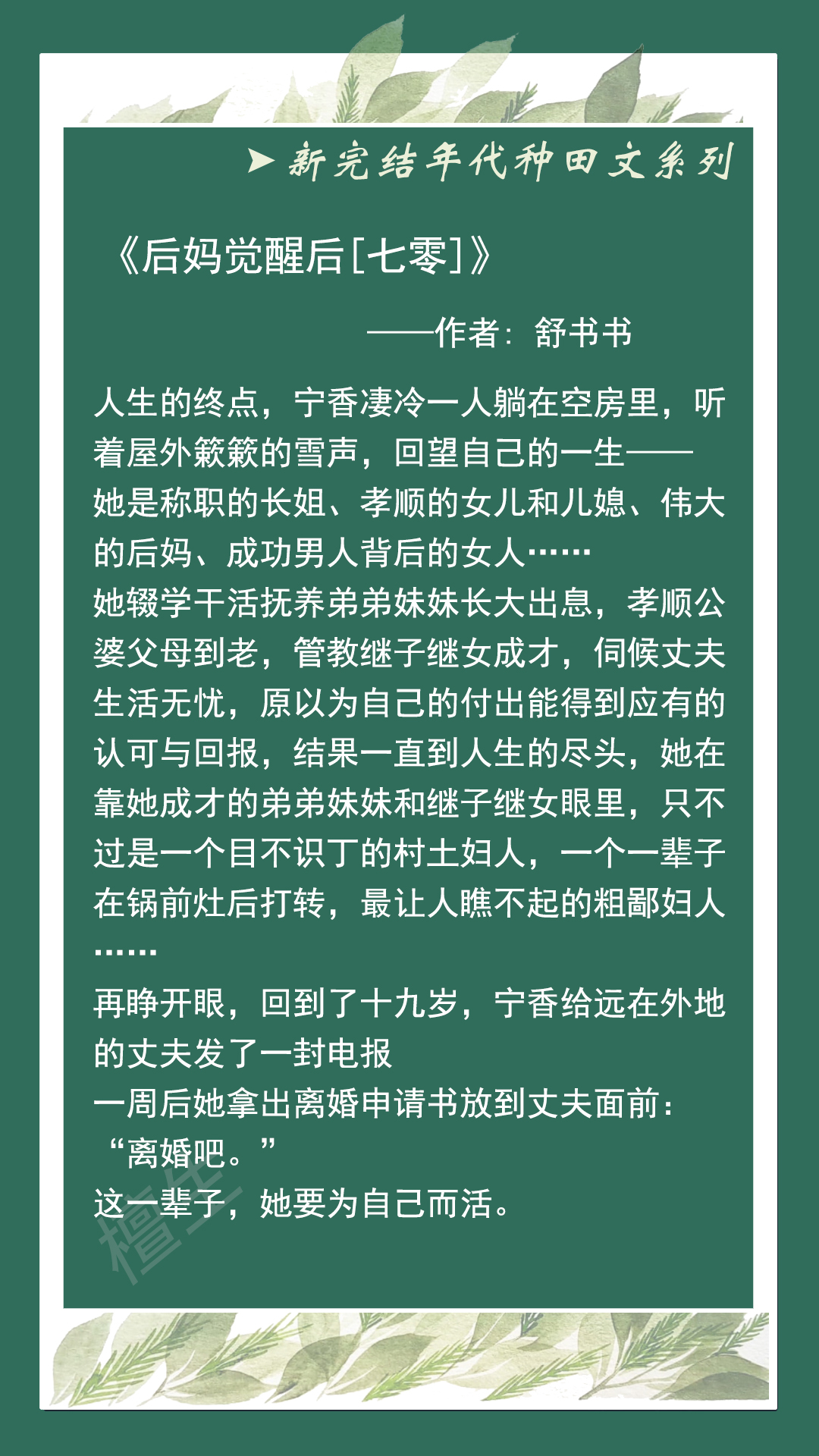 新完结年代种田文：女主不懂风花雪月，埋头只搞事业，谁也劝不动