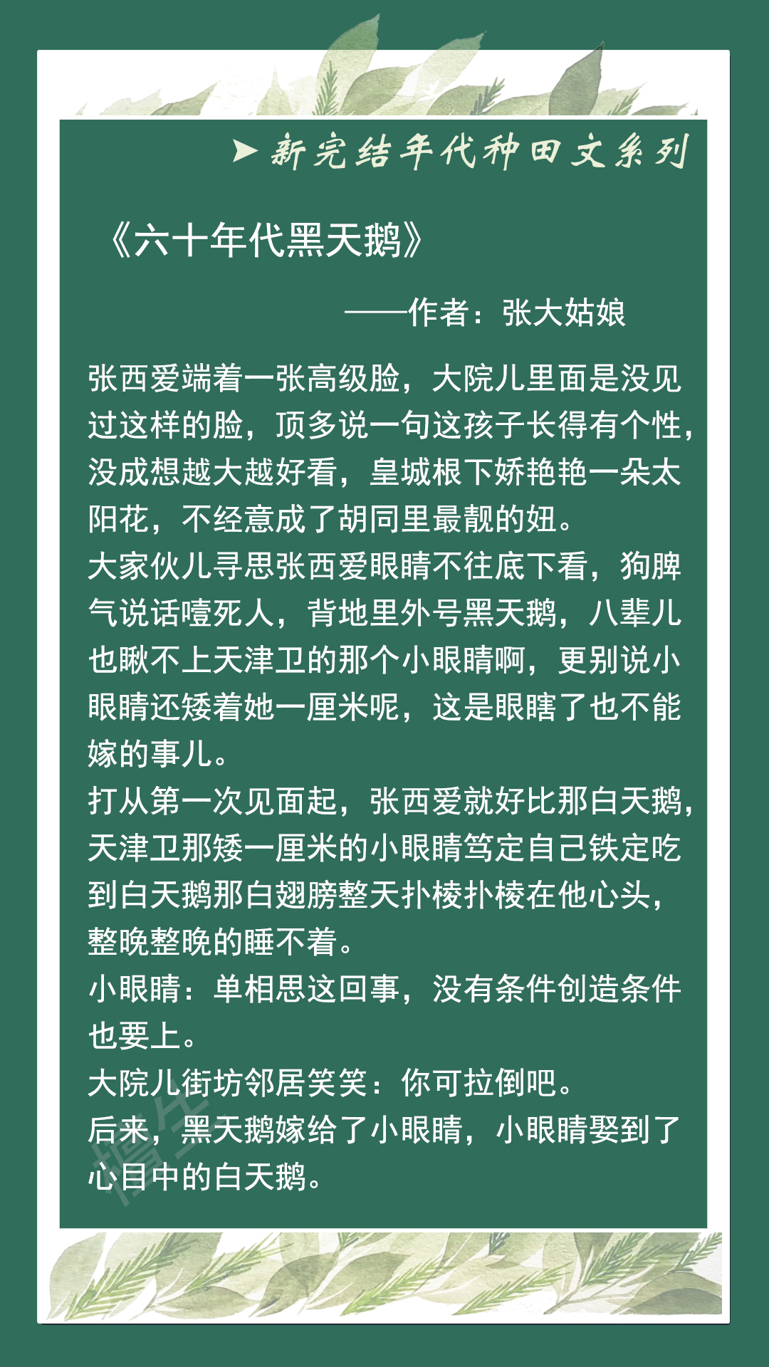 新完结年代种田文：女主不懂风花雪月，埋头只搞事业，谁也劝不动